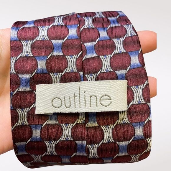 Outline | Maroon Geometric Tie - Picture 6 of 6